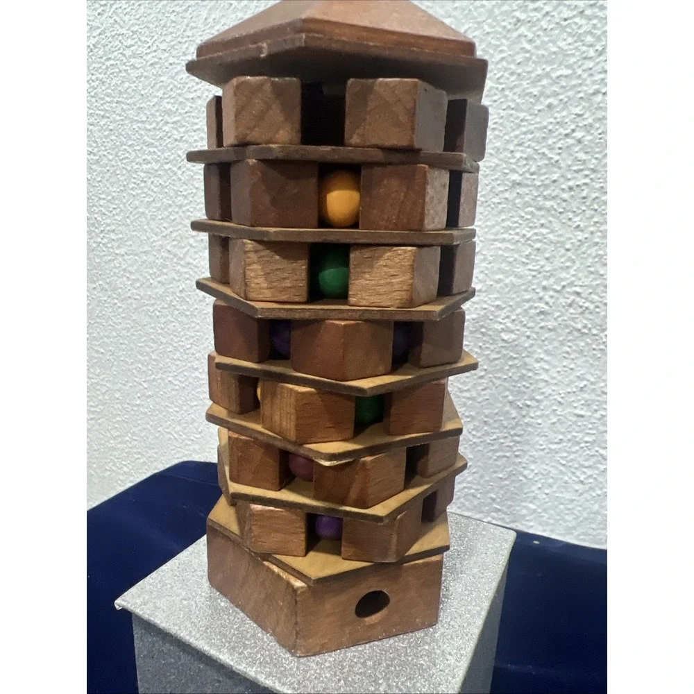 Project Genius 3D Wooden Chinese Pagoda Puzzle - Maze Brainteaser for Ages 8+